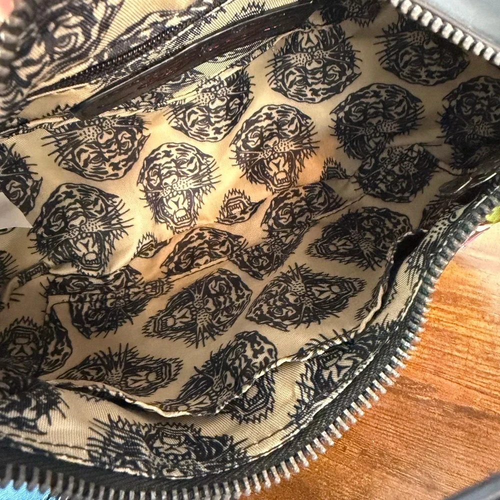 New Ed Hardy Black Pink Hobo Shoulder Handbag Skulls Roses Y2K Heart Retro